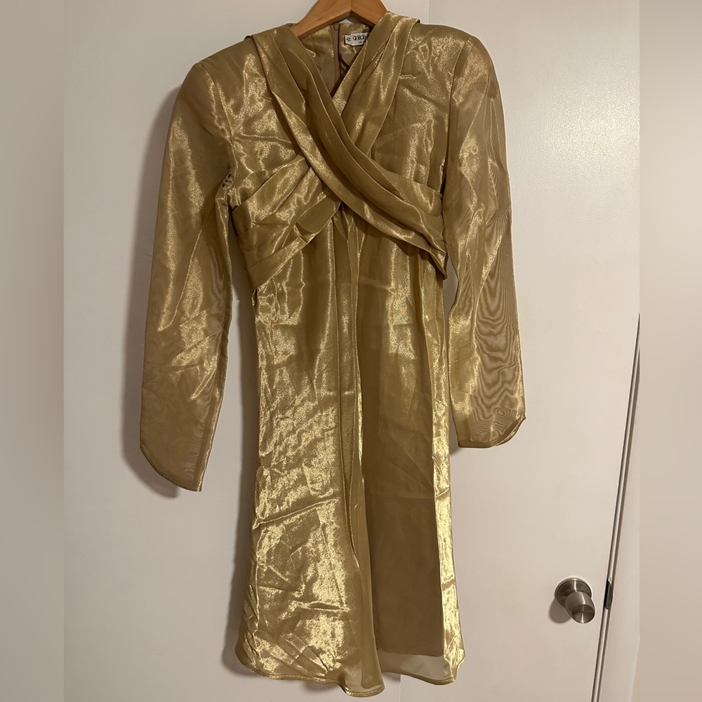 Giorgio Armani Women’s Gold Vintage Midi Dress Le Collezioni Size 8
